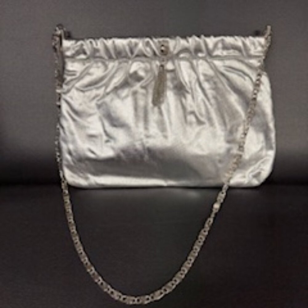 Silver Satin Clutch Bag by "Garland"
